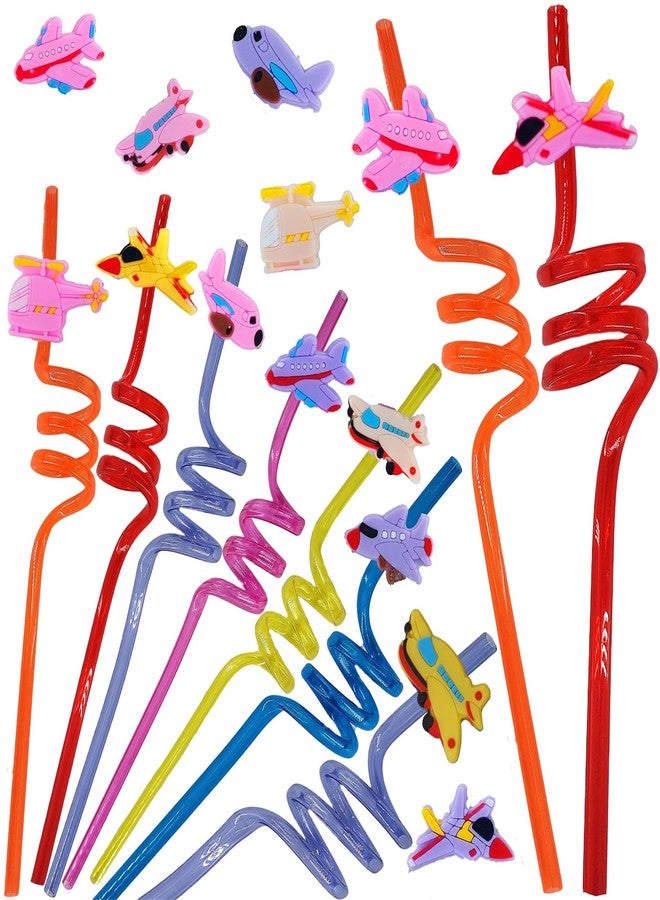 PSDFH 24 Pcs Bulk Drinking Straws Birthday Party Favors, Summer Beach Pool Beach Classroom Goodie Bag Filler Stuffers Party Supplies (Airplane) - Image 1